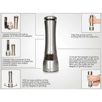 Stainless Steel Automatic Salt and Pepper Grinder Tool