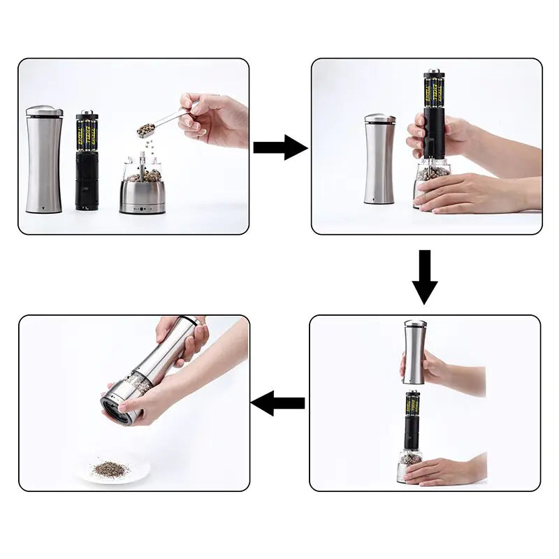 Stainless Steel Automatic Salt and Pepper Grinder Tool